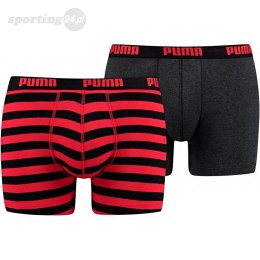 Bokserki męskie Puma Stripe 1515 Boxer 2P czerwone czarne 907433 05/591015001 786 Puma