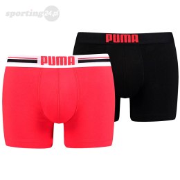 Bokserki męskie Puma Placed Logo Boxer 2P czerwone, czarne 906519 07 Puma