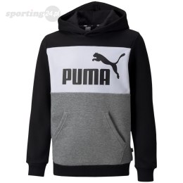 Bluza dla dzieci Puma ESS Block Hoodie FL B czarno-szaro-biała 849081 01 Puma