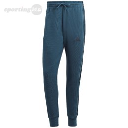 Spodnie męskie adidas Essentials French Terry Tapered Cuff 3-Stripes Pants niebieskie IJ8698 Adidas