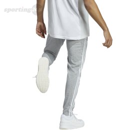 Spodnie męskie adidas Essentials Single Jersey Tapered Open Hem 3-Stripes szare IC0046 Adidas