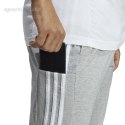 Spodnie męskie adidas Essentials Single Jersey Tapered Open Hem 3-Stripes szare IC0046 Adidas