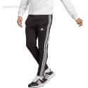 Spodnie męskie adidas Essentials Single Jersey Tapered Open Hem 3-Stripes czarne IC0044 Adidas