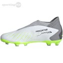 Buty piłkarskie dla dzieci adidas Predator Accuracy.3 Laceless FG biało-szare IF2265 Adidas