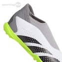 Buty piłkarskie dla dzieci adidas Predator Accuracy.3 Laceless TF biało-szare IE9436 Adidas