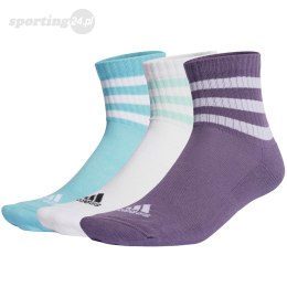 Skarpety adidas 3-Stripes Cushioned Sportswear Mid-Cut Socks 3P fioletowe, białe, niebieskie IJ8263 Adidas